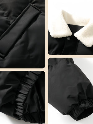 Comfortable And Casual Faux Lambswool Lapel Cotton Coat