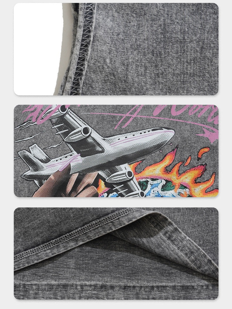 Retro Washing Water Printed Tank Tops