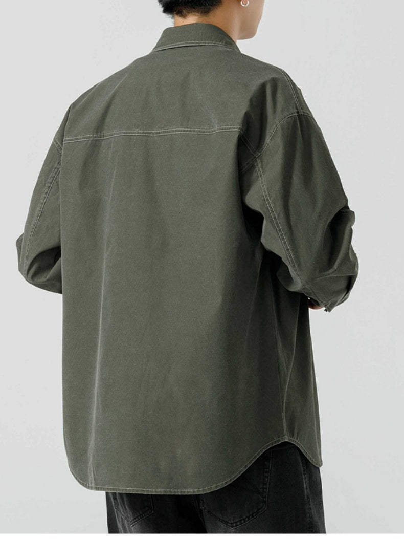 Washed Distressed Work Clothes Shirts Coat