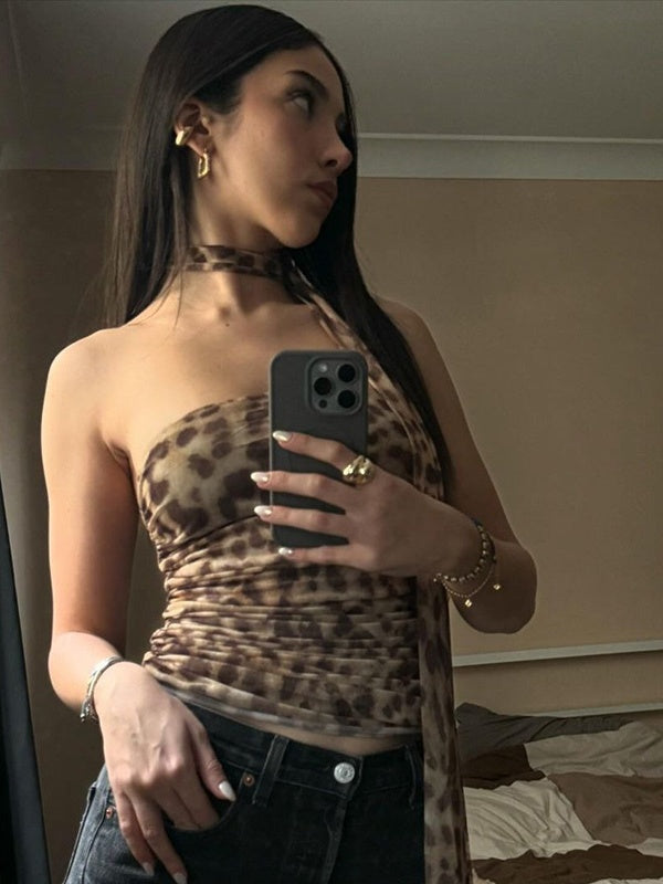 Liber Winter Women's Printed Leopard Tank tops&Camis