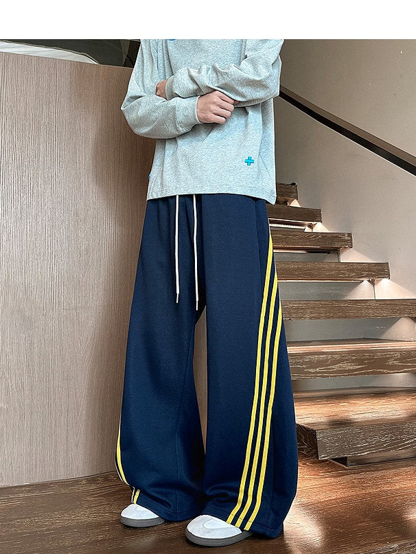 Liber Autumn Neutral wear Color matching Stripes Pants