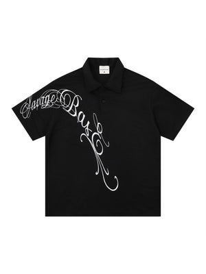 Graffiti Embroidery Letter Loose-fit POLO Shirt