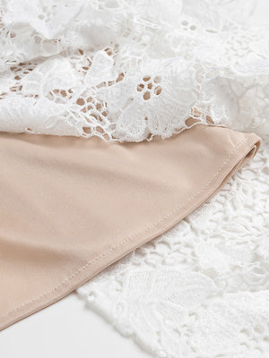 Lace See-through Strappy Slit Maxi Dresses