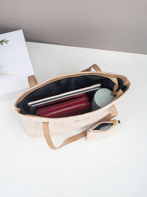 Solid Color Vacation Straw Tote Bag