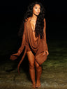 Mesh Dangling Long Sleeves Exposed Backpack Buttocks Mini&Short Dresses