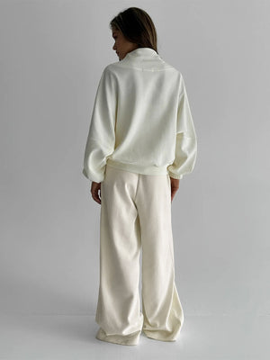 High-waisted, Pleated, Slimming Wide-leg Trousers For Work