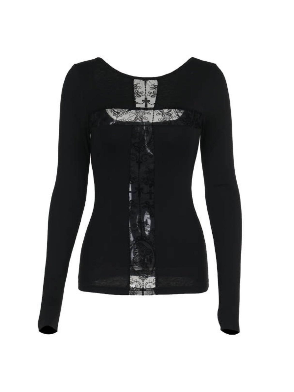 Y2K Off-shoulder Lace Patchwork Hollow Out Long-sleeved Top