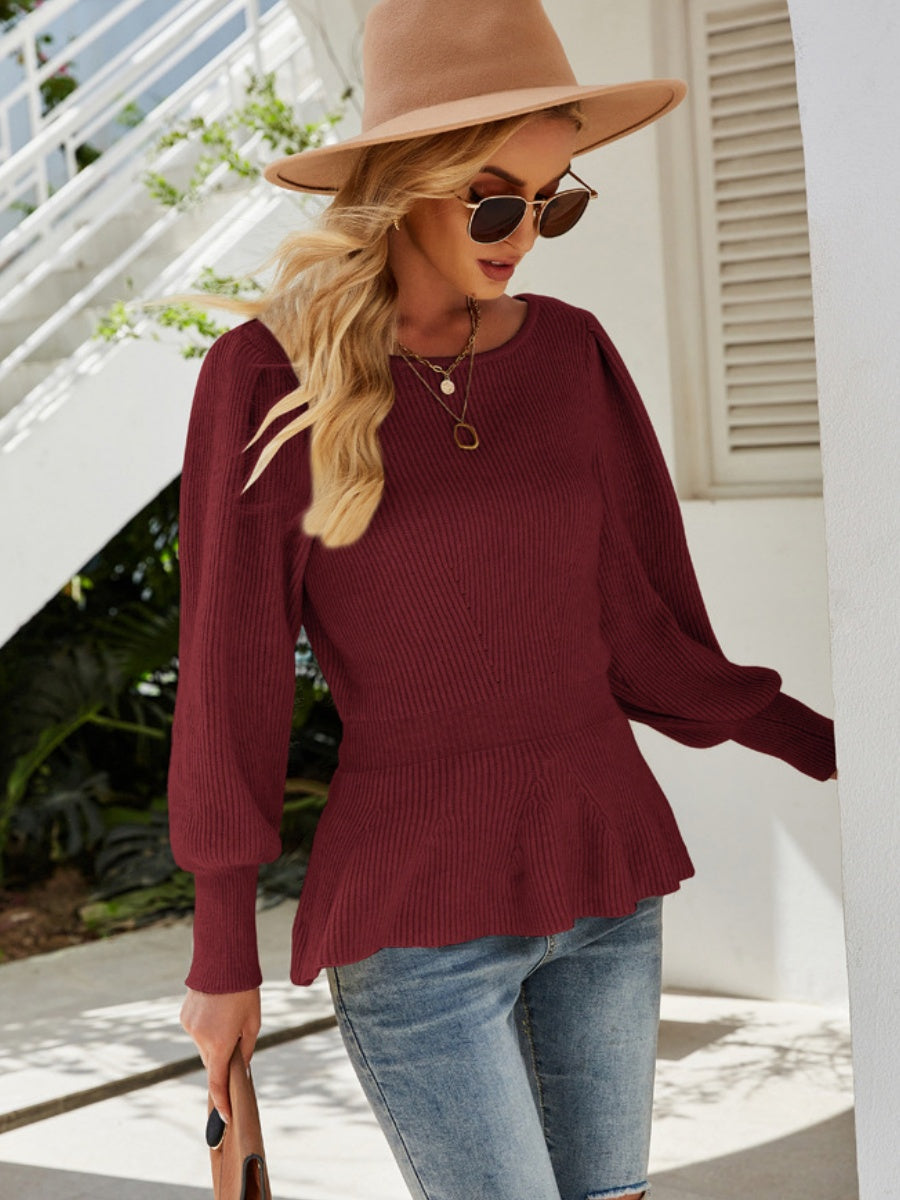 Pulls en maille à manches bouffantes et à la taille