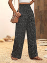 Printed Elastic Waistband High-waisted Loose-fit Pants