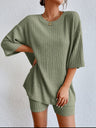 Piping Crew Neck Loose T-shirt And Shorts 2-piece Sets