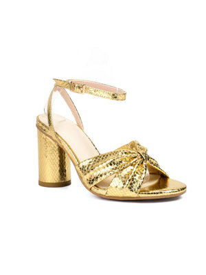 Brightly Colored Embossed High-heeled Sandals