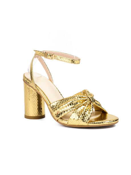 Brightly Colored Embossed High-heeled Sandals