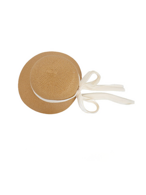 Beach Vacation Sunshade Straw Hat With Wide Brim, Bow And Ribbon