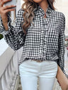 Stripes Ruffle Puff Sleeve Commuting Shirts