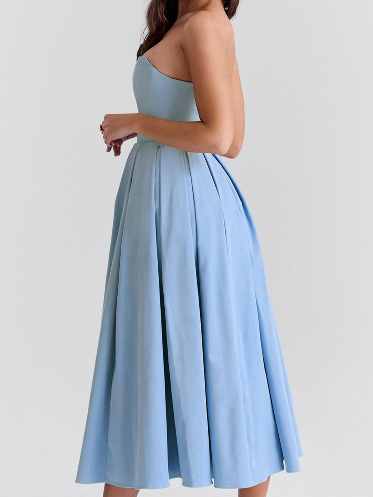 Fish Bones Ribu Strapless Backless Sweet Maxi Dresses