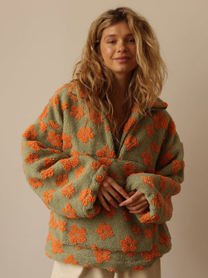 Fleece Floral Fashion Warm Fleece Sweatshirt
