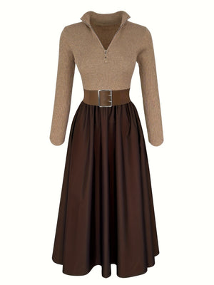 V-neck Big Swing Long Sleeve Parties Maxi Dresses