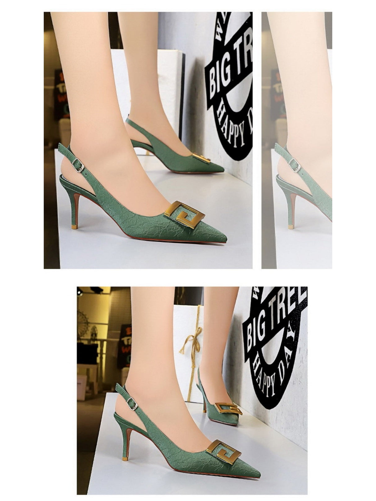 Liber Spring and Autumn Metal Buckle Women's High Heels