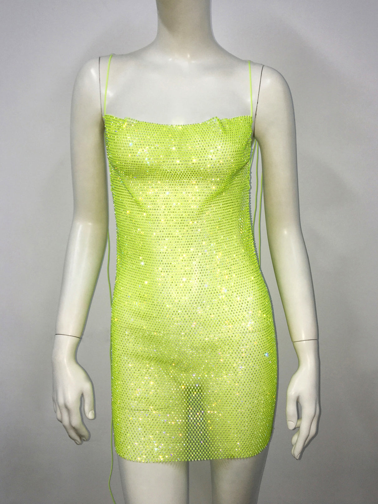 Rhinestone Sequins Fishing Nets Backless Mini&Short Dresses