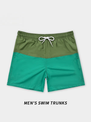 Loose-fit Straight-fit Breathable Color-blocked Four Points Beach Shorts