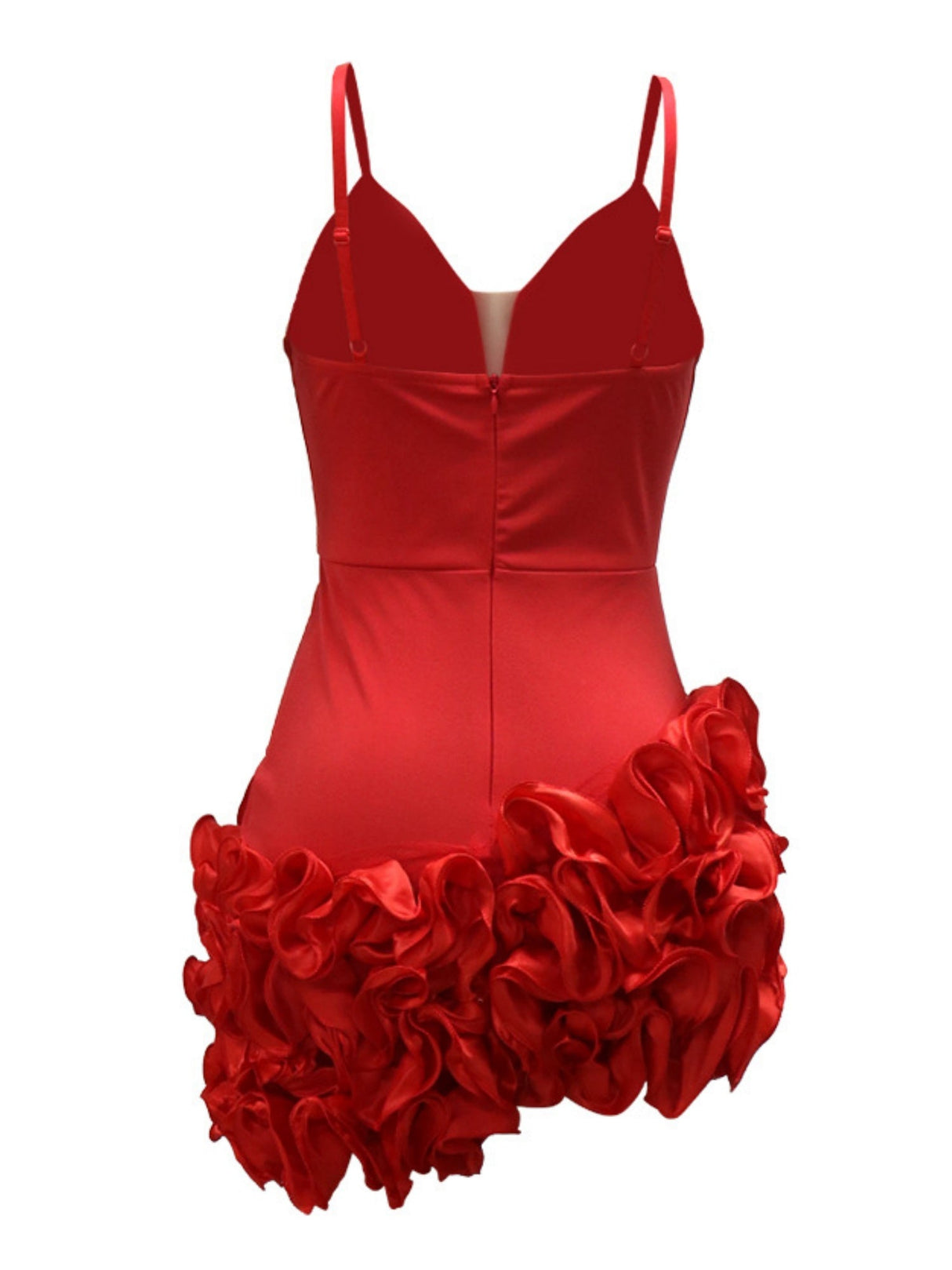 3D-Blumen-Kleider mit tiefem V-Ausschnitt, Neckholder-Oberteil und Faltenrock zum Valentinstag