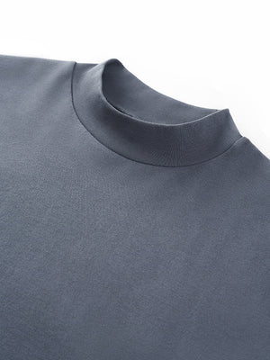 Liber Autumn Neutral wear Ribbed turtleneck Solid Color T-shirts