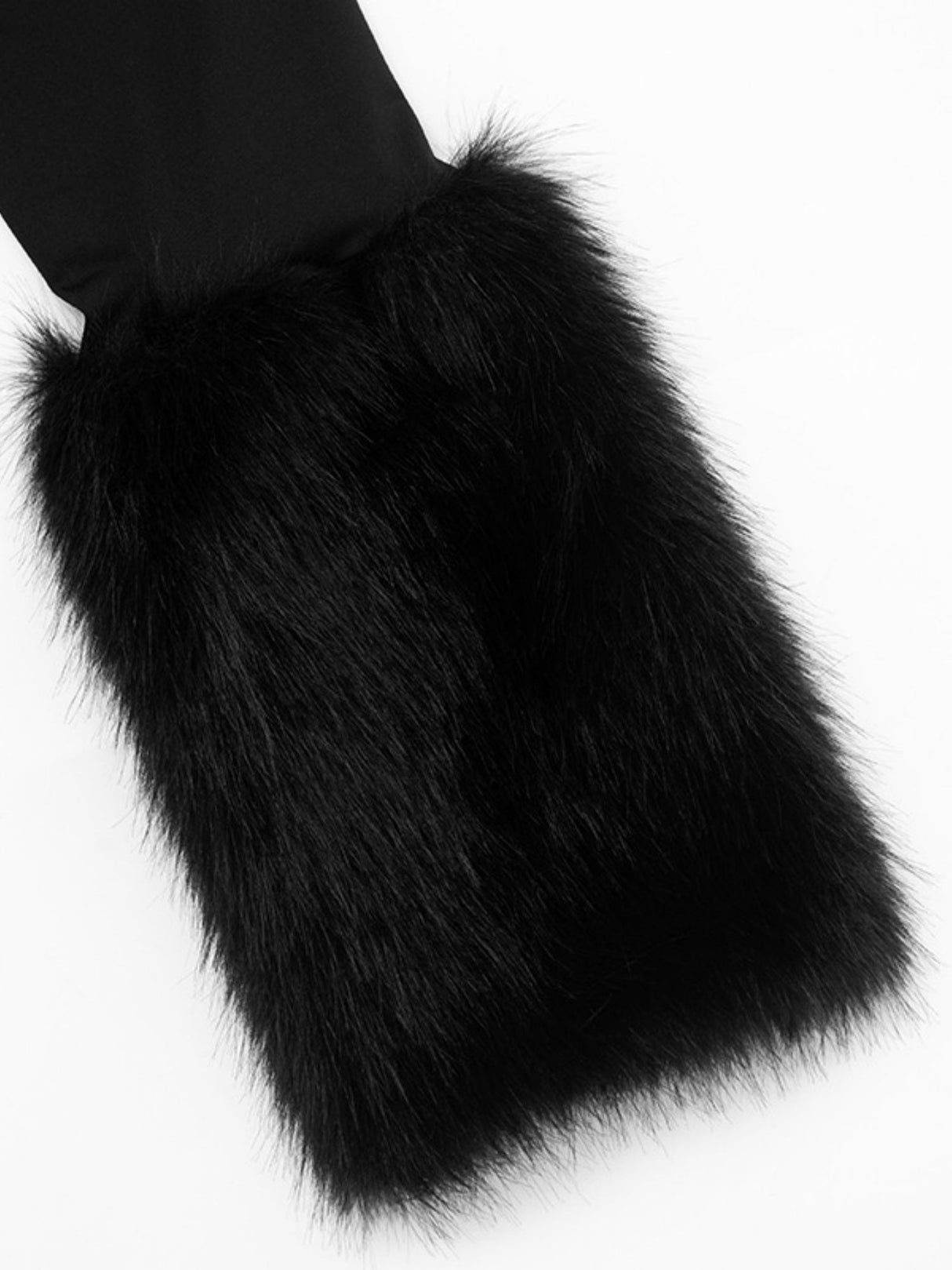 Fur Trim On Cuffs Solid Color Bodysuit