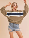 Women's Autumn/Winter Color-Blocked Crew Neck Long-Sleeved Sweatshirt