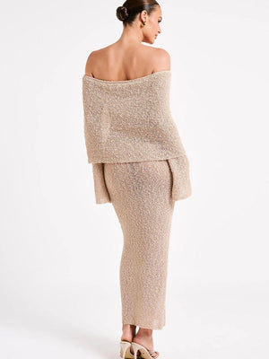 Liber Autumn women's one-shoulder see-through pullover long dress