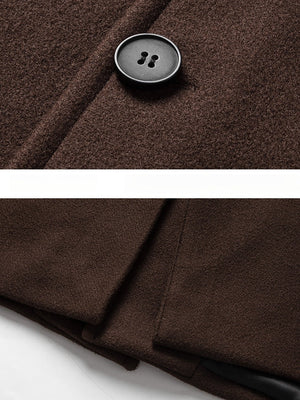 Black Brown Mid-length Lapel Coats