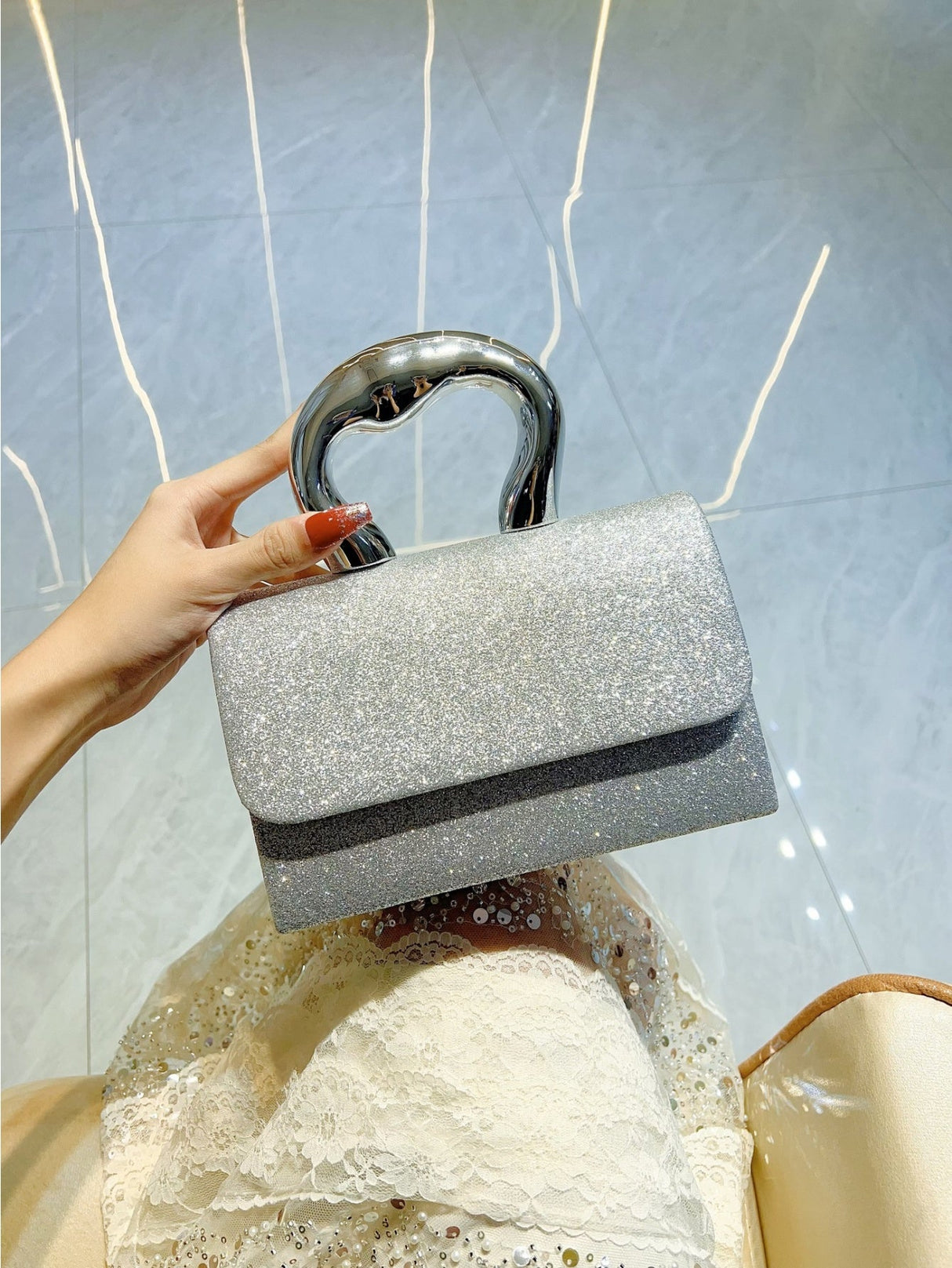 Liber Four Seasons ACC Sequined Small Square Bag