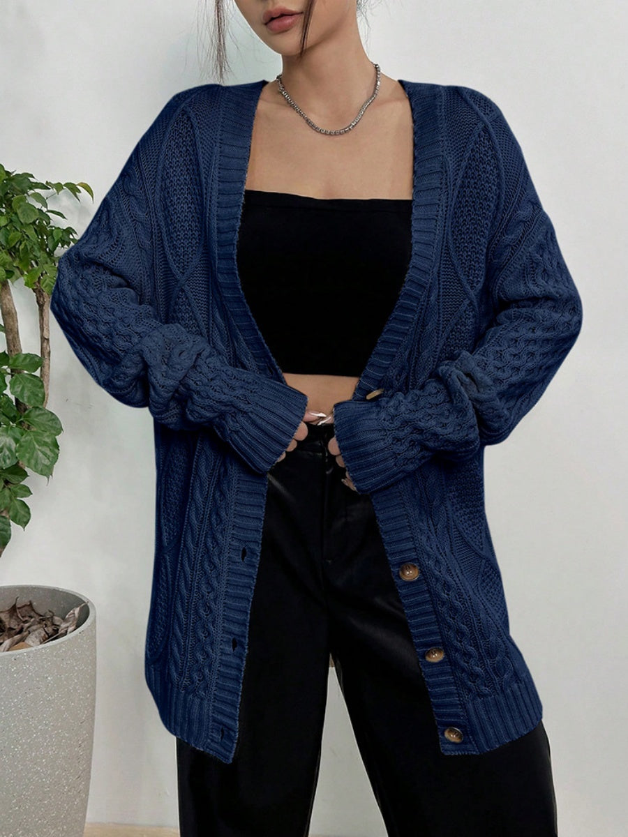 Liber Women's outerwear knitted cardigan diamond cable-knit button autumn cardigan