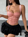 Mesh See-through Color Blocking Cotton Breast Bone Bra