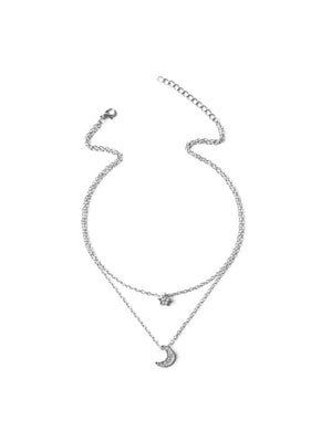 Star And Moon Pendant Multi-Layer Necklace