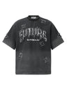 Washed Patches Stereo Embroidery Denim T-shirt