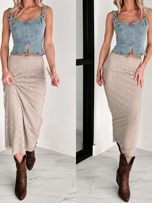 Denim Cardigan Sleeveless Zipper Tank Tops