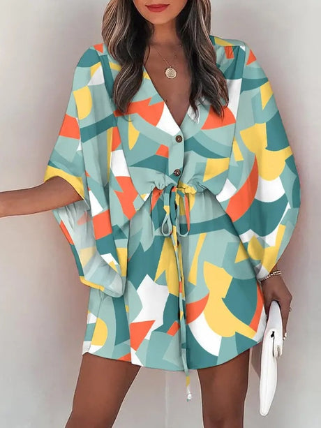 V-neck Tie For A Casual Vacation Look Mini&Short Dresses