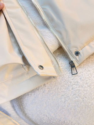 Parka With Fur Collar Drawstring Waist Pocket Casual Cotton-padded Jackets/down Jackets