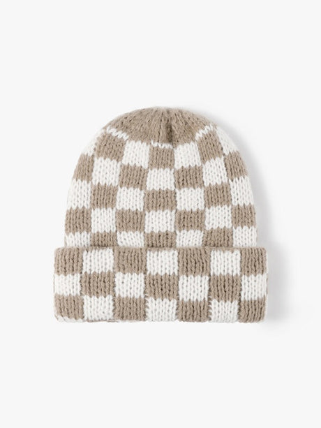 Plaid Large Head Circumference Beanie