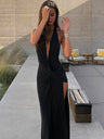 V-neck Halter Irregular Parties Maxi Dresses