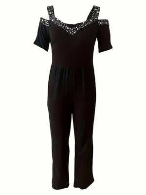 Polka Dot Print Off-shoulder Wide Leg Jumpsuits