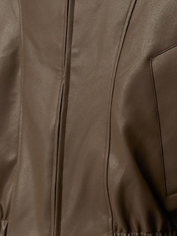 Solid Color Cleanfit Short Leather Jacket Lapel Jacket