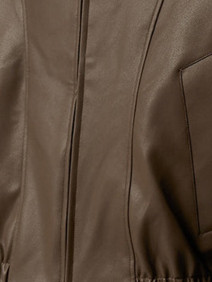 Solid Color Cleanfit Short Leather Jacket Lapel Jacket