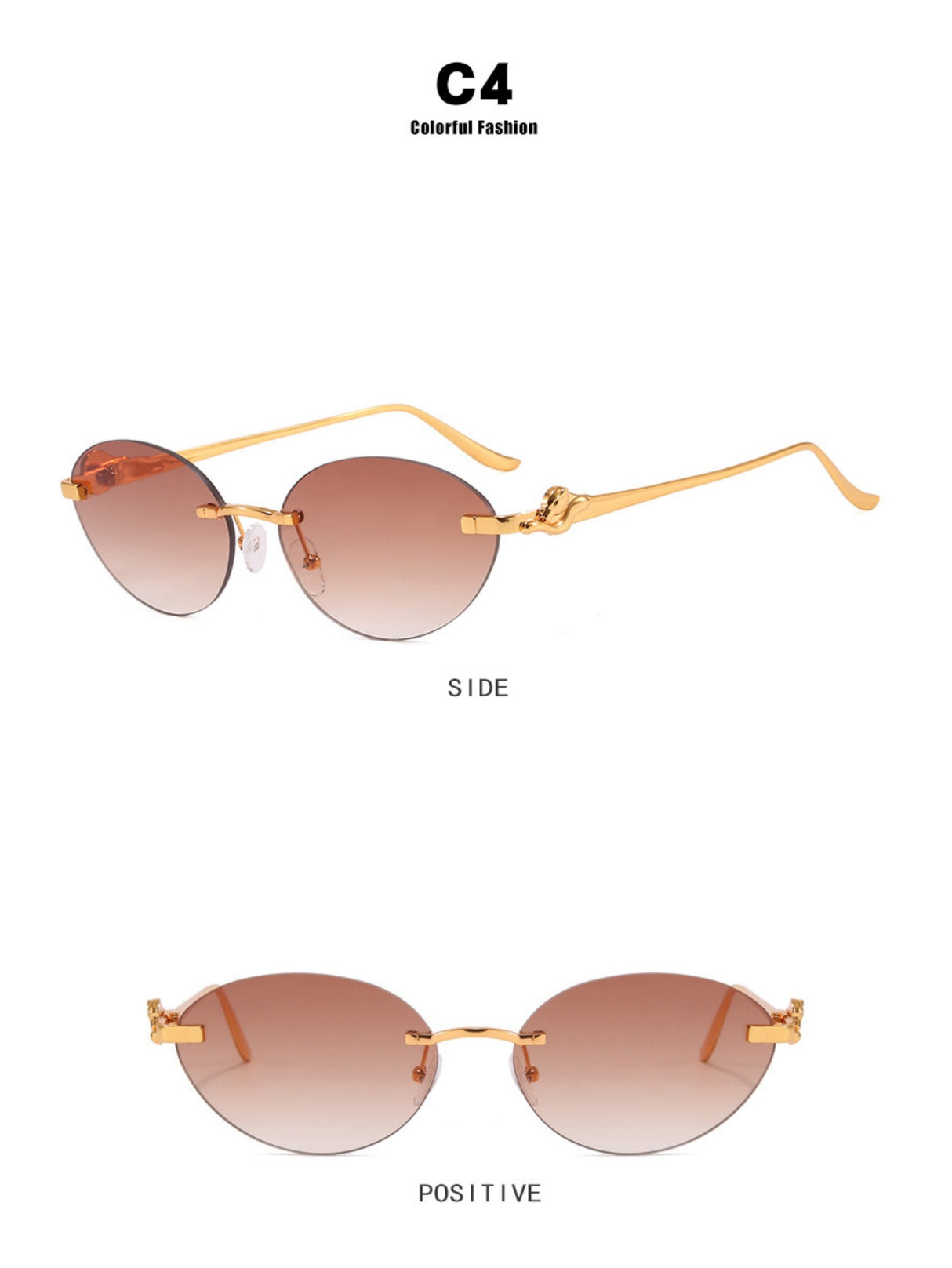 Frameless Oval Sunglasses