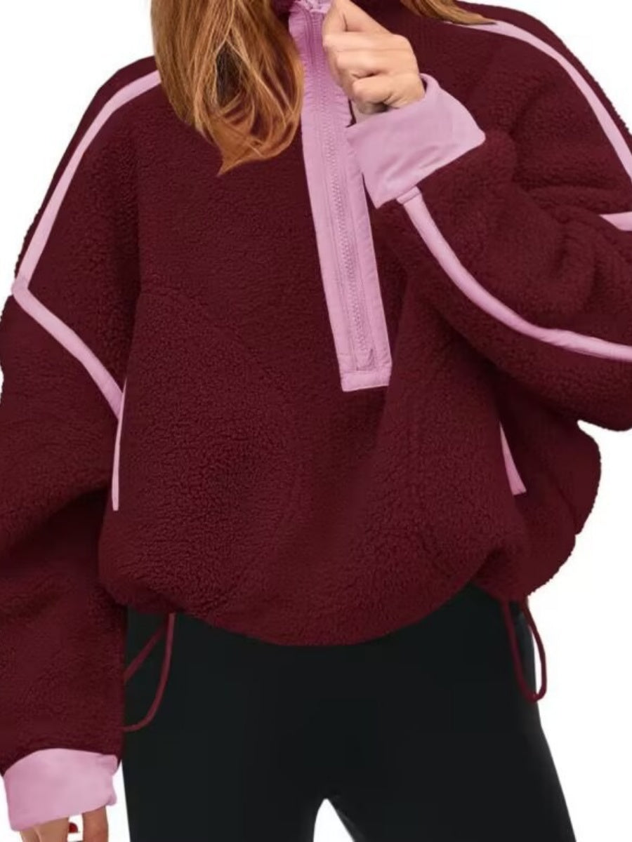 Plush Half Zipper Outdoor Leisure Sports Sweatshirt