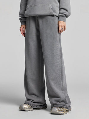 Hooded Loose Washing Water Old Solid Color Leisure Sweatshirts&Hoodies Set