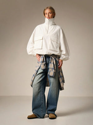 Workwear Style Long-sleeved Coat