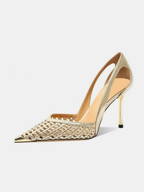 Woven Openwork High Heels
