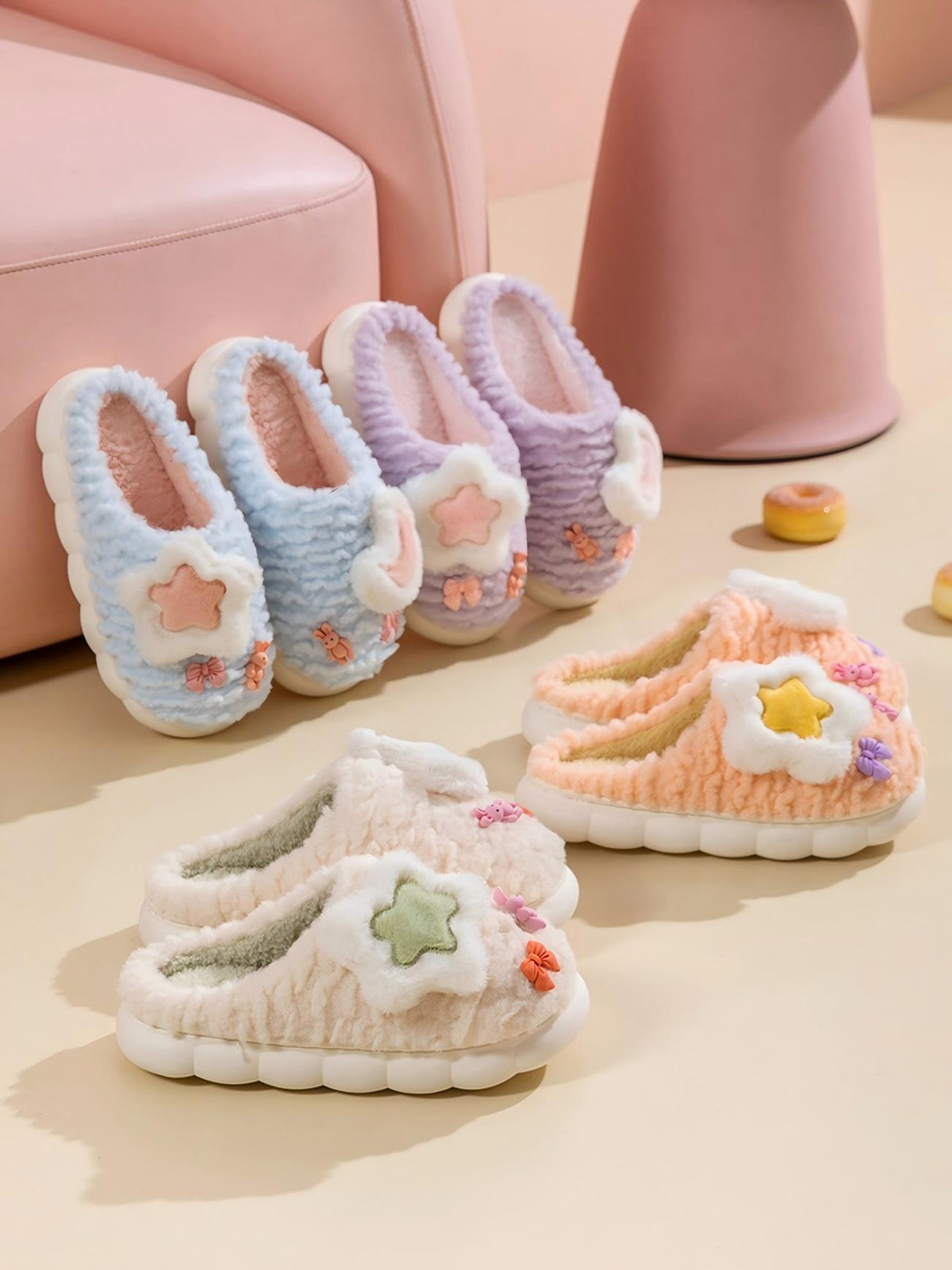 Colorblock Floral Slippers