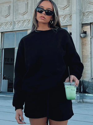 Liber Autumn women's solid color long sleeve sweatshirt two piece suit